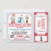 ボーイズレッドブルー素晴らしショーサーカスチケット誕生日 招待状 (正面)