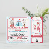 ボーイズレッドブルー素晴らしショーサーカスチケット誕生日 招待状 (スタンド正面)