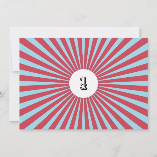 ボーイズレッドブルー素晴らしショーサーカスチケット誕生日 招待状 (裏面)