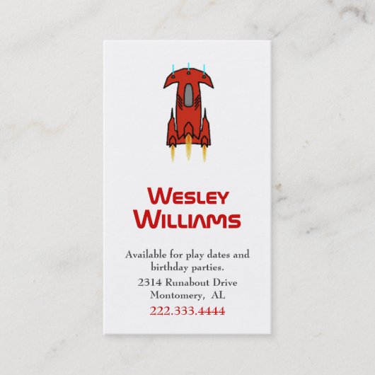 ボーイズレッド宇宙船遊の日付カード コーリングカード (正面)