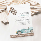 ボーイズレーシングカー誕生日、任意の年齢ブルーカーパーティー 招待状