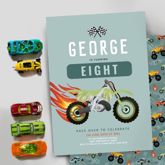 ボーイズレーシングバイク子供の誕生日招待状 招待状