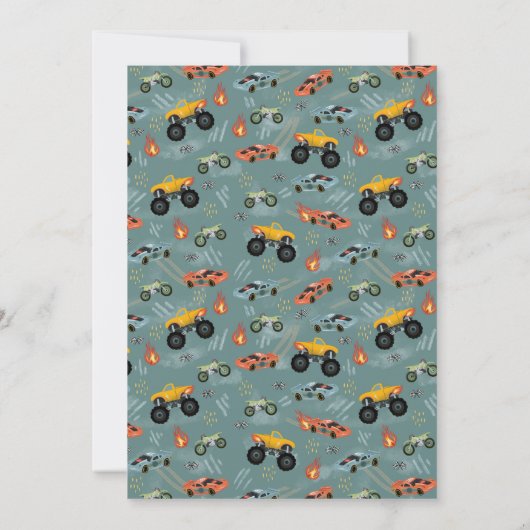 ボーイズレーシングバイク子供の誕生日招待状 招待状 (裏面)