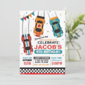 ボーイズレーシングレースカー誕生日招待状 招待状 (スタンド正面)