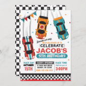 ボーイズレーシングレースカー誕生日招待状 招待状 (正面/裏面)