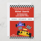 ボーイズレースカー誕生日招待状 招待状 (正面)