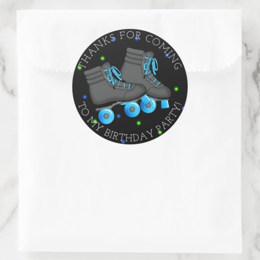 ボーイズローラースケート誕生日ありがとう ラウンドシール (バッグ)