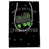 ボーイズローラースケート誕生日パーティパーソナライズされたー ミディアムペーパーバッグ (正面)