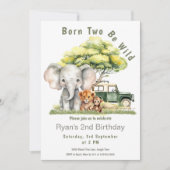 ボーイズワイルドジャングルサファリ誕生日 招待状 (正面)