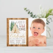 ボーイズワイルドワントライバルティーピーファースト誕生日 招待状 (スタンド正面)