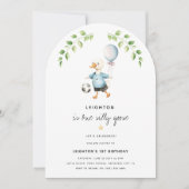 ボーイズワン間抜けグース1歳の誕生日パーティー 招待状 (正面)