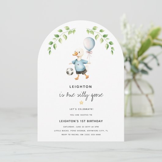 ボーイズワン間抜けグース1歳の誕生日パーティー 招待状 (スタンド正面)