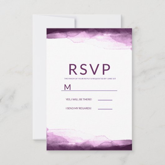 ボーイズンベリーの紫の水彩画 モダンでおしゃれなRSVP 出欠カード (正面)