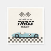 ボーイズヴィンテージブルーレトロレースカーバースデーパーティー スタンダードカクテルナプキン (正面)