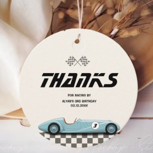 ボーイズヴィンテージブルーレトロレースカーバースデーパーティー フェイバータグ