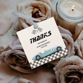 ボーイズヴィンテージブルーレトロレースカーバースデーパーティー フェイバータグ