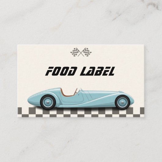 ボーイズヴィンテージブルーレトロレースカーバースデーパーティー プレイスカード (正面)