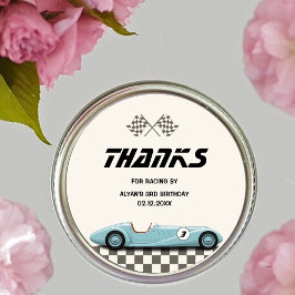 ボーイズヴィンテージブルーレトロレースカーバースデーパーティー ラウンドシール