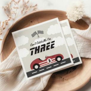 ボーイズヴィンテージレッドレースカー誕生日パーティー スタンダードカクテルナプキン