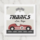 ボーイズヴィンテージレッドレースカー誕生日パーティー フェイバータグ (正面)