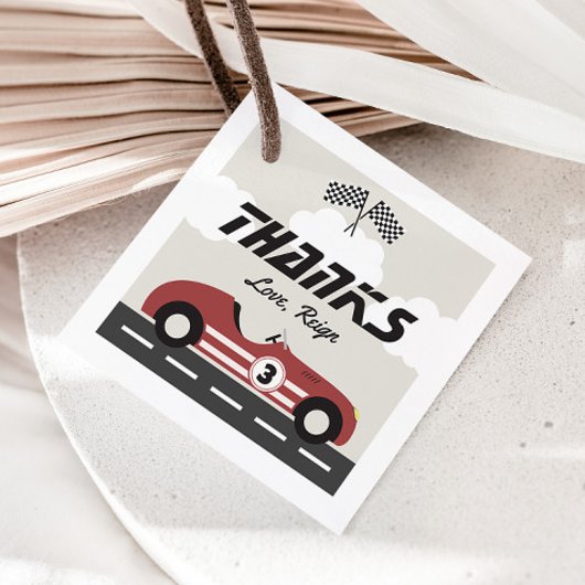 ボーイズヴィンテージレッドレースカー誕生日パーティー フェイバータグ