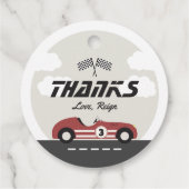 ボーイズヴィンテージレッドレースカー誕生日パーティー フェイバータグ (裏面)