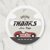 ボーイズヴィンテージレッドレースカー誕生日パーティー フェイバータグ (正面)