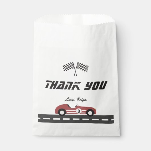 ボーイズヴィンテージレッドレースカー誕生日パーティー フェイバーバッグ (正面)