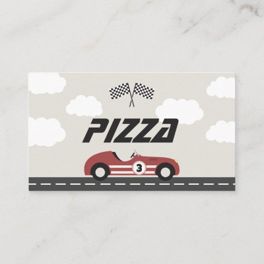 ボーイズヴィンテージレッドレースカー誕生日パーティー プレイスカード (裏面)