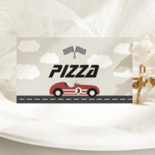 ボーイズヴィンテージレッドレースカー誕生日パーティー プレイスカード