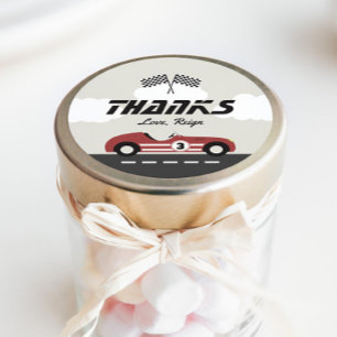 ボーイズヴィンテージレッドレースカー誕生日パーティー ラウンドシール