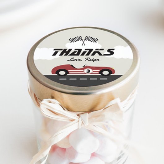 ボーイズヴィンテージレッドレースカー誕生日パーティー ラウンドシール