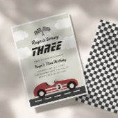 ボーイズヴィンテージレッドレースカー誕生日パーティー 招待状