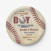 ボーイズヴィンテージ野球ベビーシャワー ペーパープレート (正面)