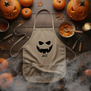 ボーイズ不気味ハロウィーンカボチャ顔エプロン 子供用エプロン