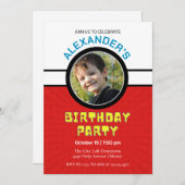 ボーイズ写真スーパーヒーロー誕生日 招待状 (正面/裏面)