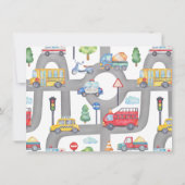 ボーイズ写真トランスポート誕生日パーティーへの招待 招待状 (裏面)