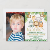 ボーイズ写真ワイルドワンサファリ1歳の招待状 招待状 (正面)