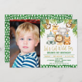 ボーイズ写真ワイルドワンサファリ1歳の招待状 招待状 (正面/裏面)