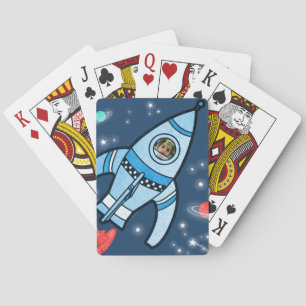 ボーイズ写真宇宙ロケットブルー遊ズのカード トランプ