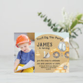 ボーイズ写真建築掘削機1st誕生日 招待状 (スタンド正面)