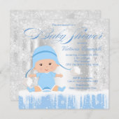 ボーイズ冬ワンダーランドスノースウィーンベビーシャワー招待状 招待状 (正面/裏面)