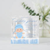 ボーイズ冬ワンダーランドスノースウィーンベビーシャワー招待状 招待状 (スタンド正面)