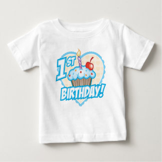 ボーイズ初誕生日カップケーキTシャツ ベビーTシャツ