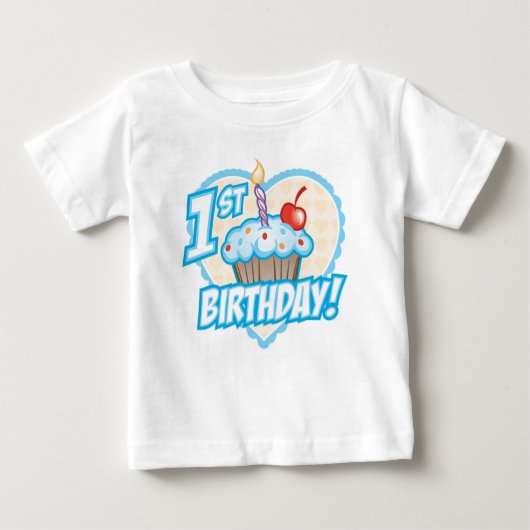 ボーイズ初誕生日カップケーキTシャツ ベビーTシャツ (正面)