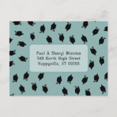 ボーイズ卒業写真ティール（緑がかった色）オープンハウスポストカード インビテーションポストカード (裏面)