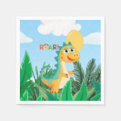 ボーイズ可愛いモダン恐竜子供の誕生日 スタンダードカクテルナプキン (正面)