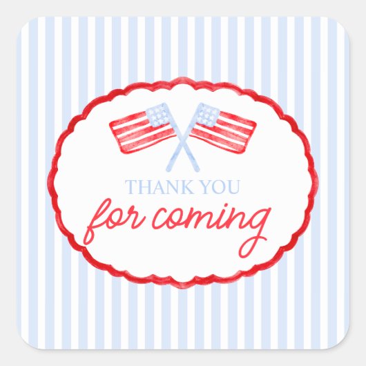 ボーイズ名門私立校風のレッドホワイトと2愛国的誕生日 スクエアシール (正面)