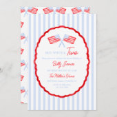 ボーイズ名門私立校風のレッドホワイトと2愛国的誕生日 招待状 (正面/裏面)