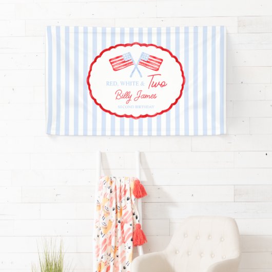 ボーイズ名門私立校風のレッドホワイトと2愛国的誕生日 横断幕 (インサイチュ)
